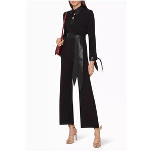 Nanushka Cecilia Wide-Leg Pants 27" / Large / Black Vegan Leather Belted Work